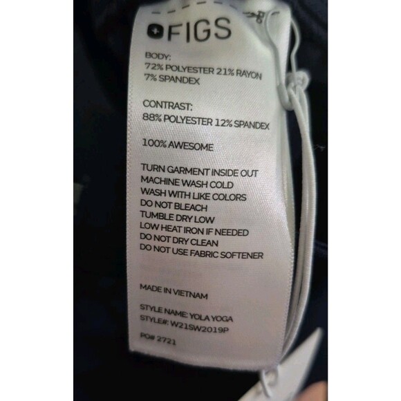 Figs Yola With Yoga Waistband Skinny Women's Scrub Pants XXS Navy - Picture 5 of 9